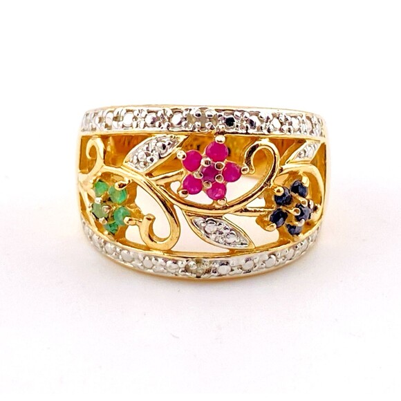 Ross Simmons Gold Vermeil Bracelet Earrings Ring Set Edwardian Inspired - Picture 12 of 16